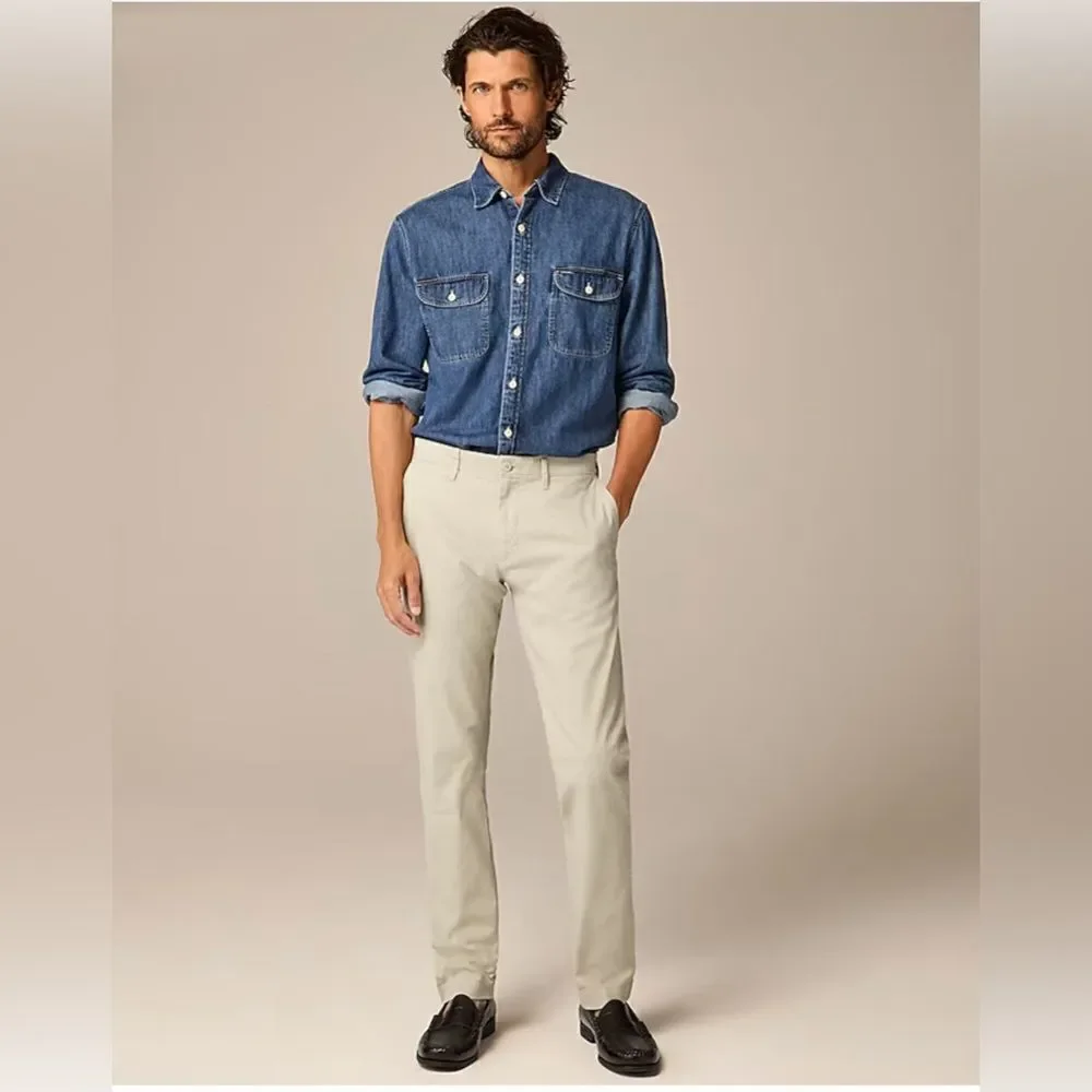 NWT J CREW 484 Slim-fit stretch chino pant in “Weathered Chino” beige 34/30
